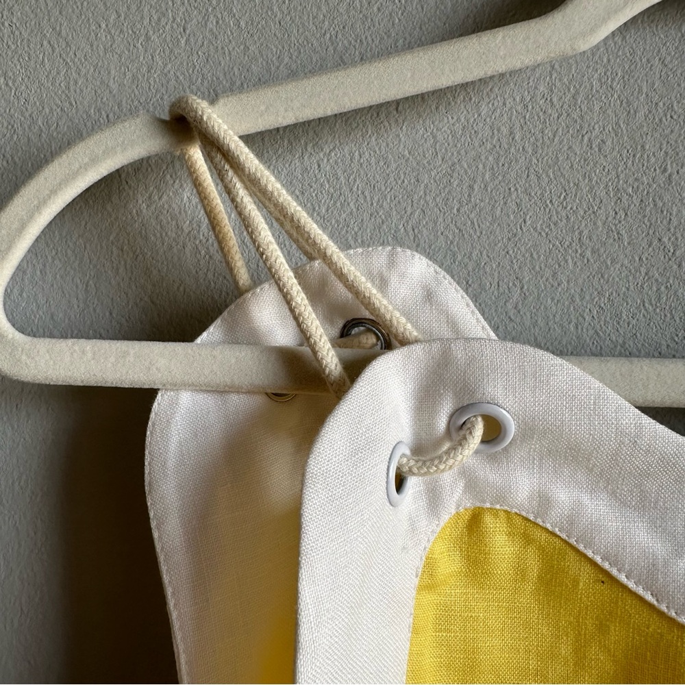 *SOLD* STAUD Renata Linen Mini Dress in Wallflower & White / Scalloped Hem - Picture 6 of 10